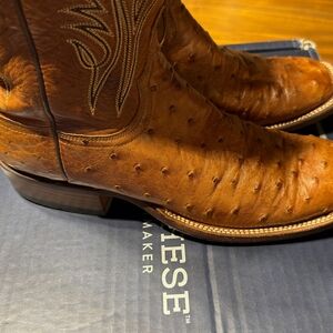 Lucchese Tan Ostrich Leather Western Boots